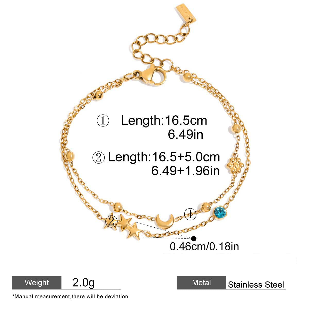 Evil Eye Zircon Chain Bracelet — dimensions and size reference 10