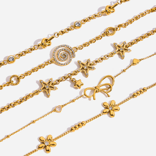 Zircon Flower Chain Bracelet — styled view 01