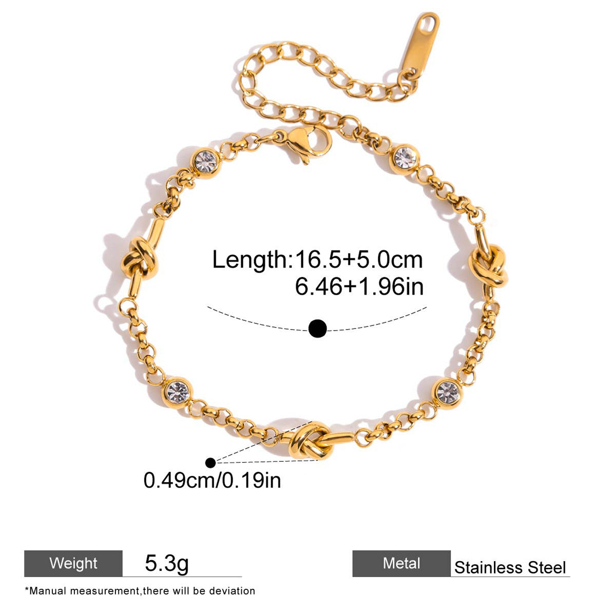 Zircon Flower Chain Bracelet — dimensions and size reference 09
