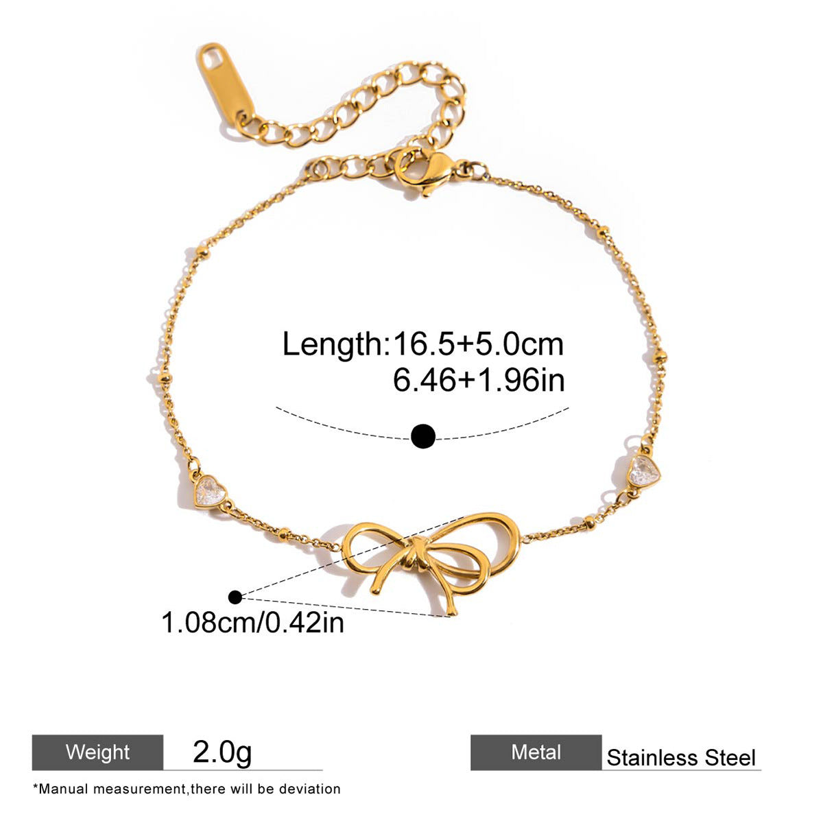 Zircon Flower Chain Bracelet — dimensions and size reference 10