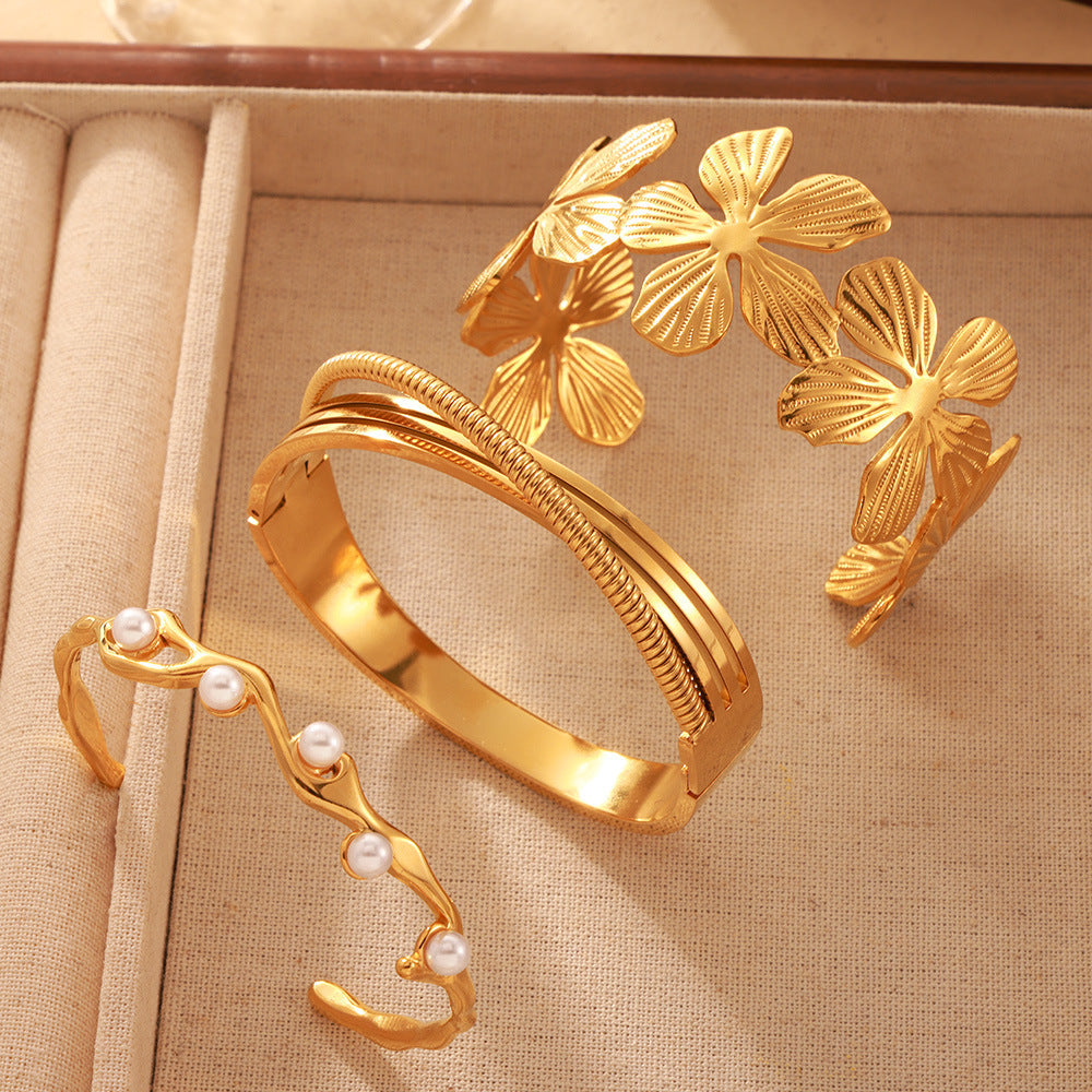 Pearl Textured Bangle — styled view 01