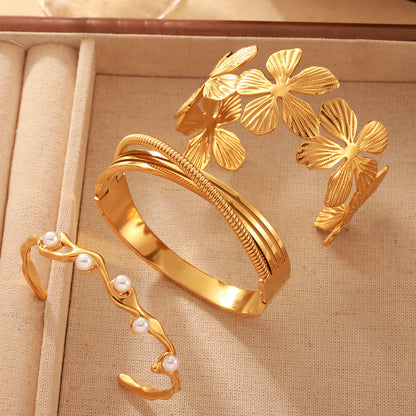 Pearl Textured Bangle — styled view 01