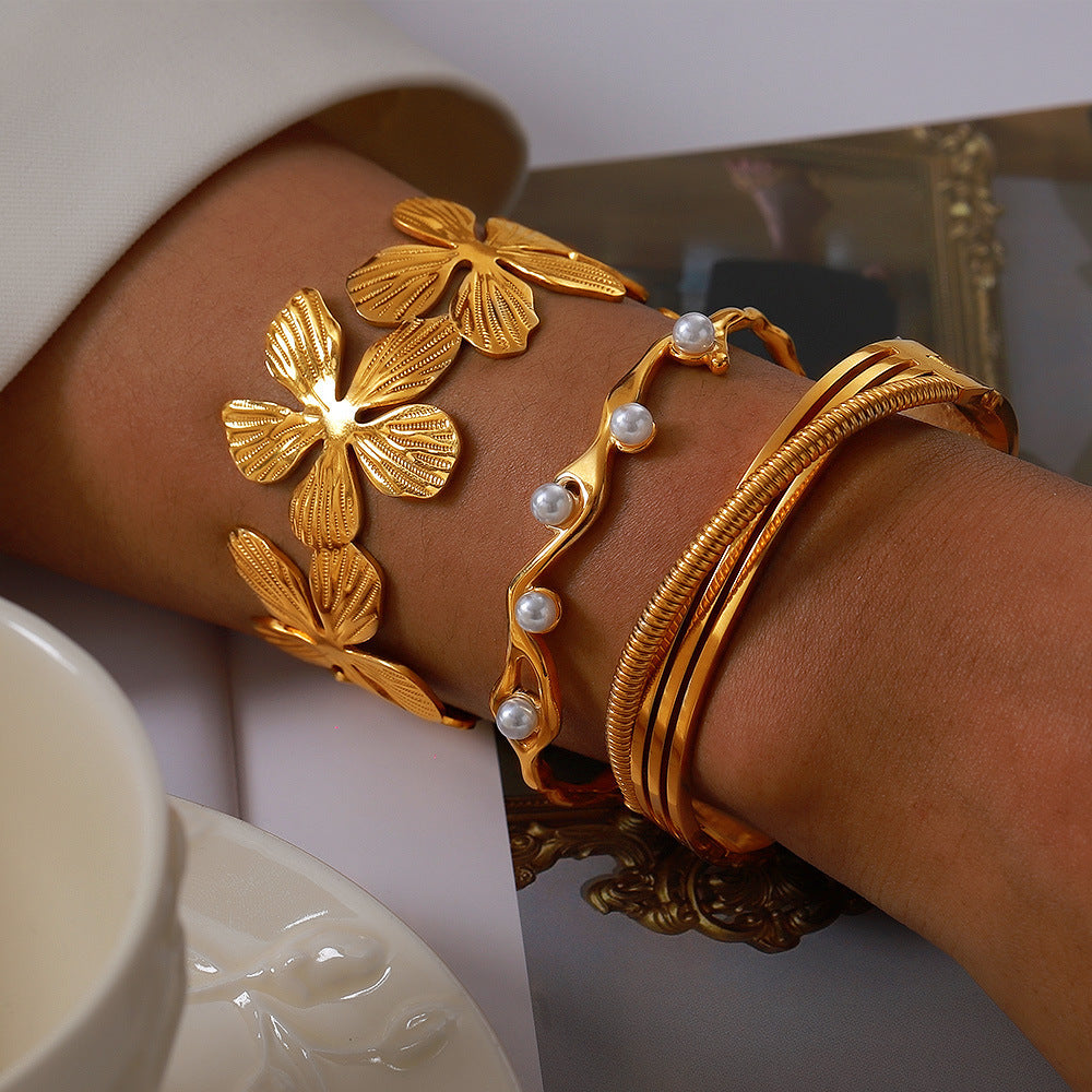 Pearl Textured Bangle — flat lay 02