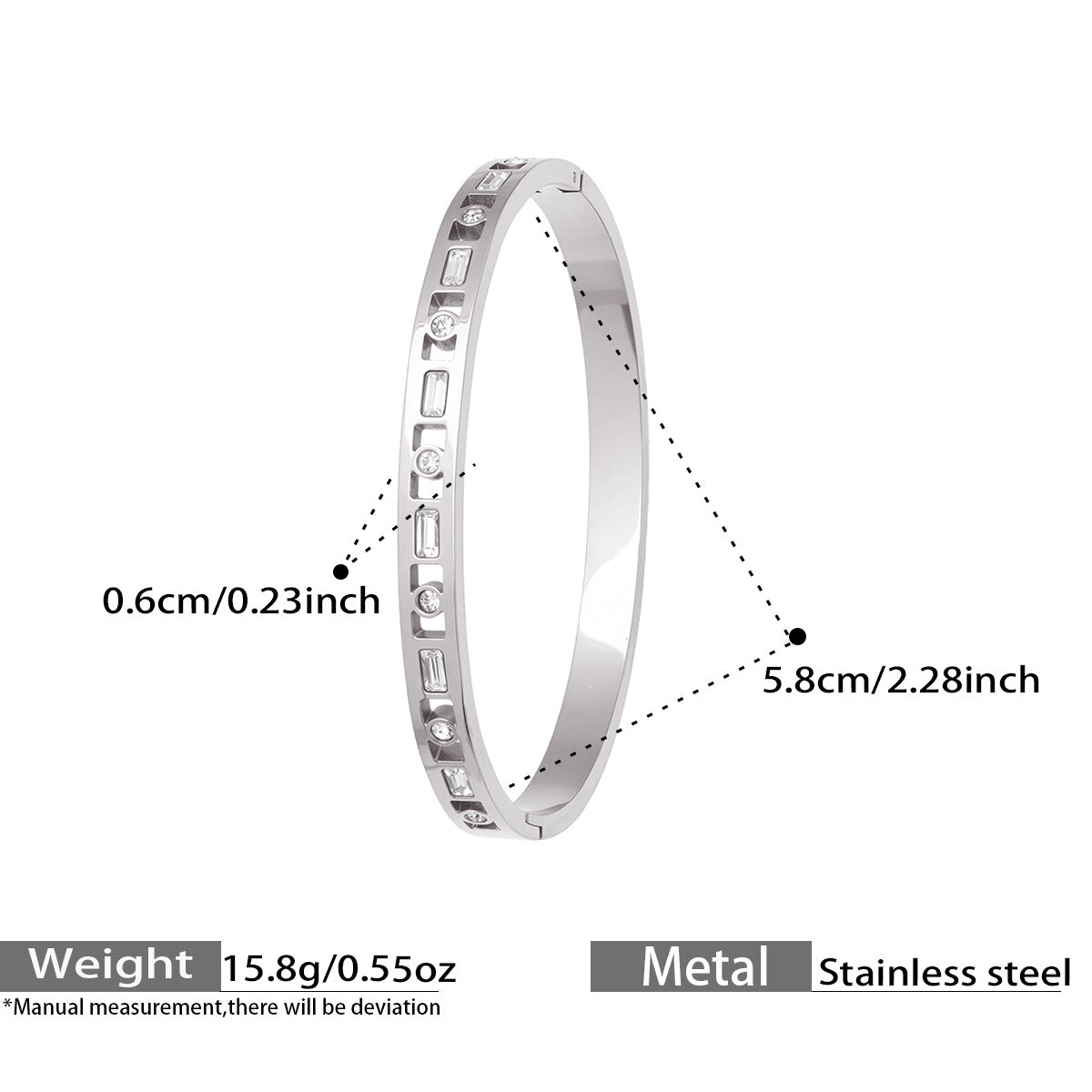 Zircon Heart Hinged Bangles — dimensions and size reference 05