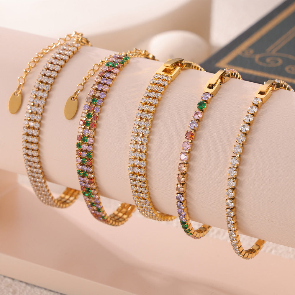 Multicolor Zircon Chain Bracelets — styled view 01