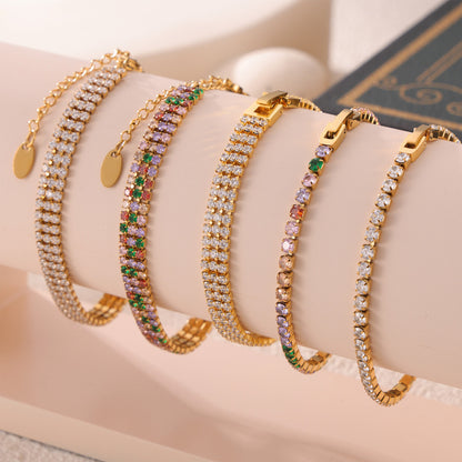 Multicolor Zircon Chain Bracelets — styled view 01
