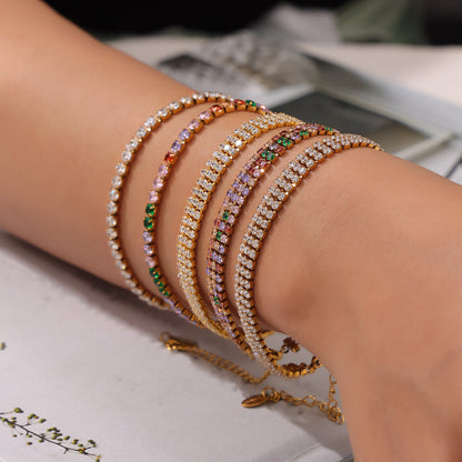 Multicolor Zircon Chain Bracelets — flat lay 02