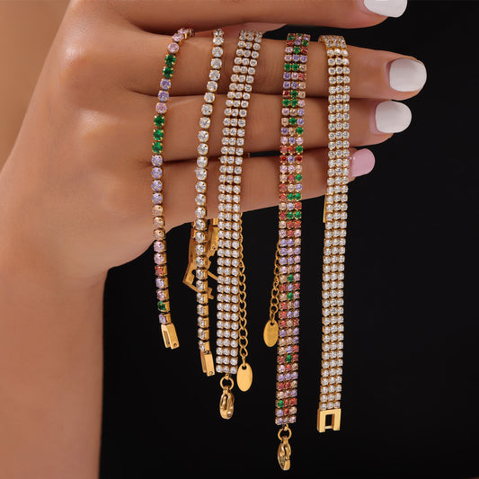 Multicolor Zircon Chain Bracelets — styled view 04