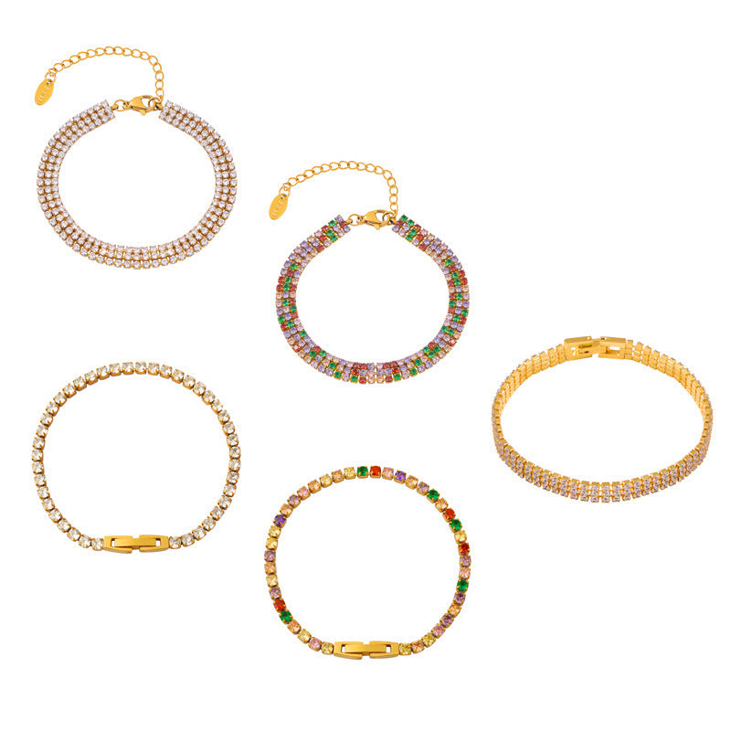 Multicolor Zircon Chain Bracelets — styled view 05
