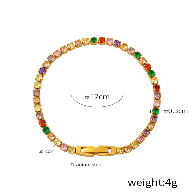 Multicolor Zircon Chain Bracelets — dimensions and size reference 09