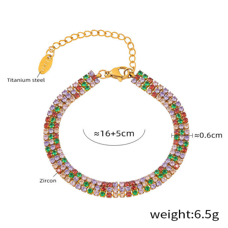 Multicolor Zircon Chain Bracelets — dimensions and size reference 12