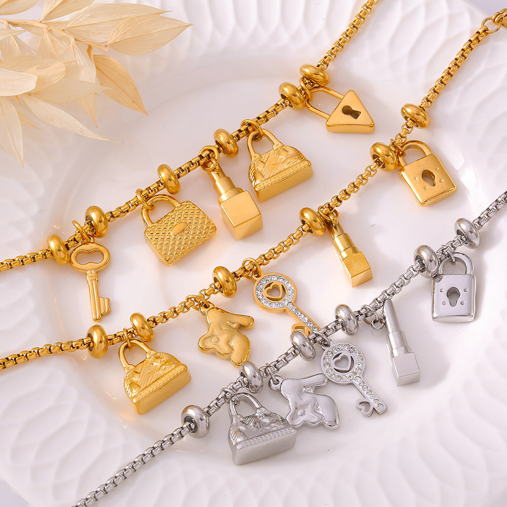 Geometric Charm Chain Bracelets — styled view 01