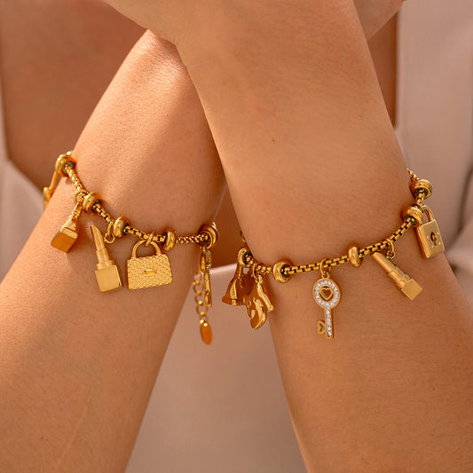 Geometric Charm Chain Bracelets — styled view 02