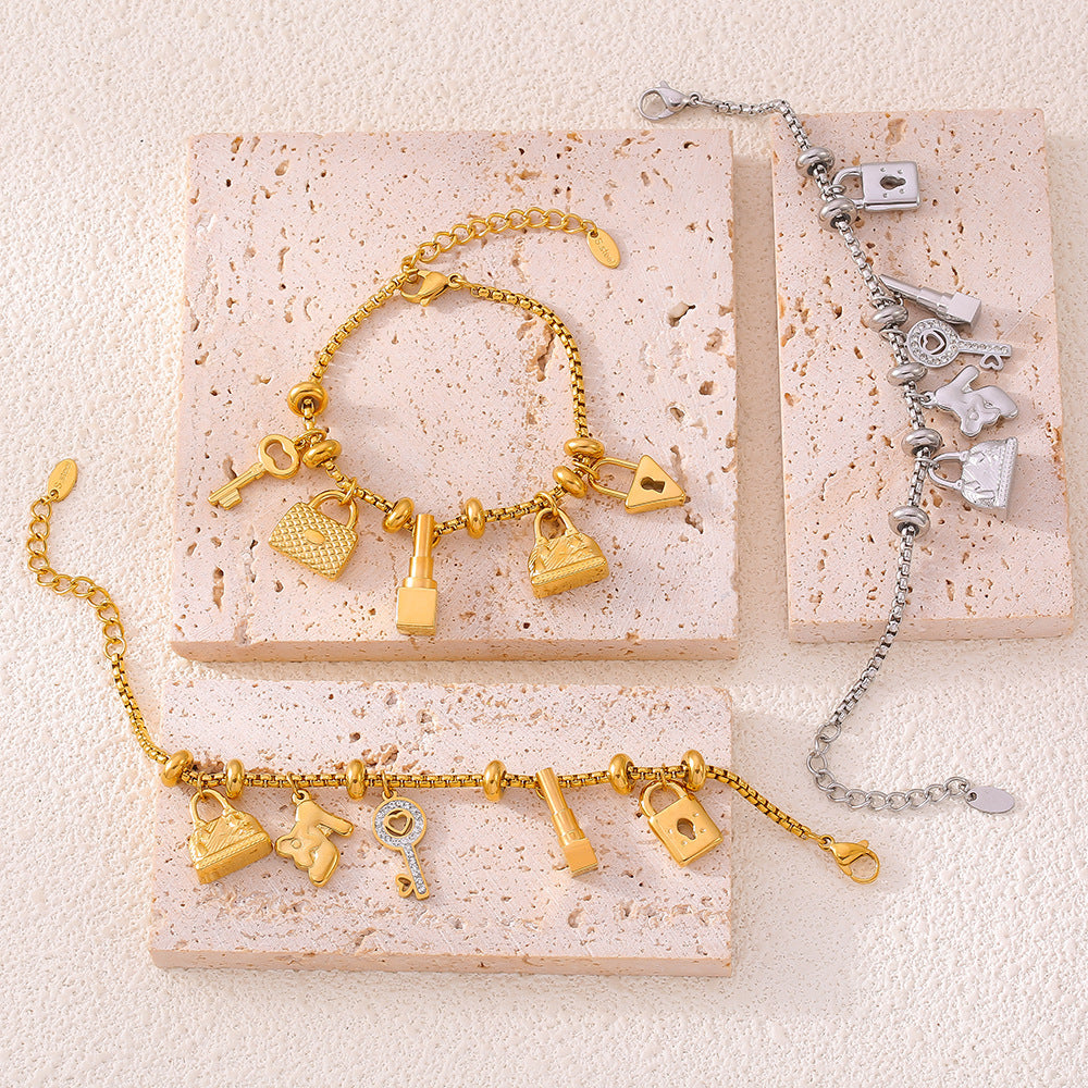 Geometric Charm Chain Bracelets — styled view 03