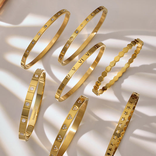 Geometric Zircon Bangle — flat lay 02