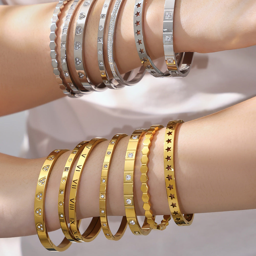 Geometric Zircon Bangle — styled view 03
