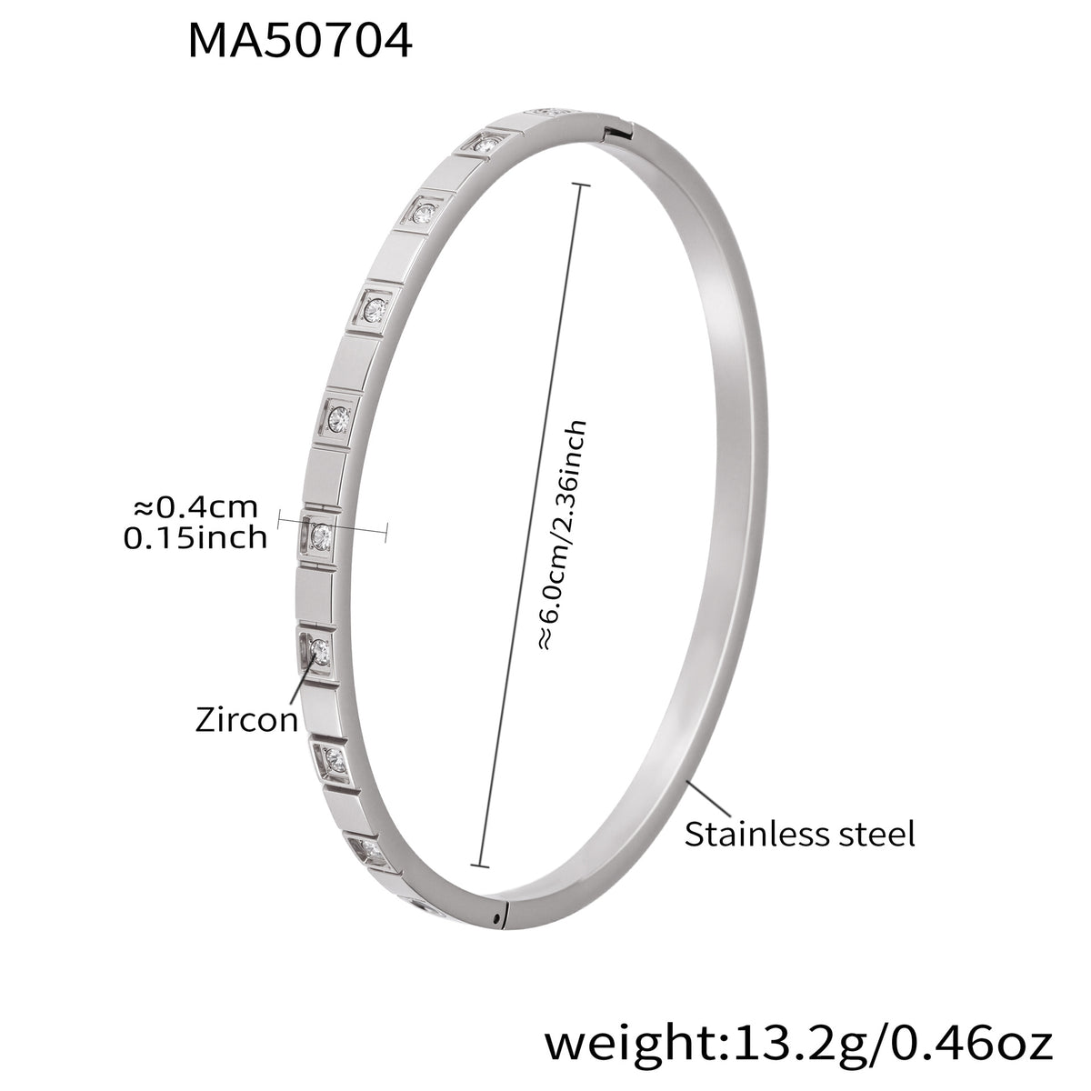 Geometric Zircon Bangle — dimensions and size reference 08