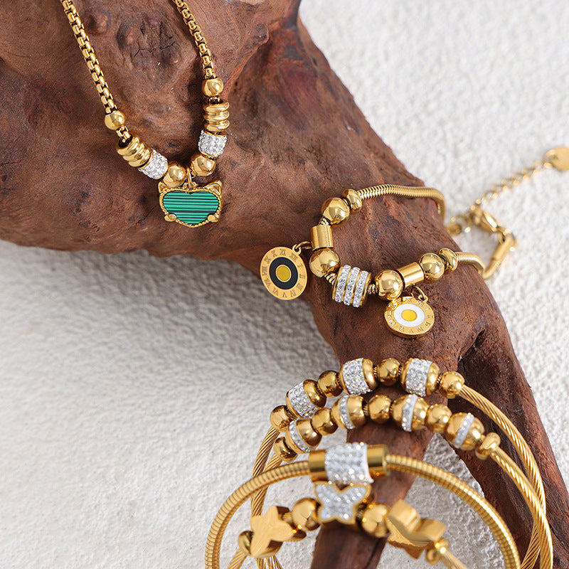Round Heart Charm Chain Bracelets — styled view 03