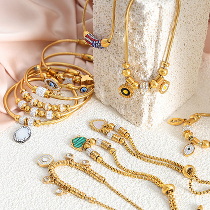 Round Heart Charm Chain Bracelets — styled view 04