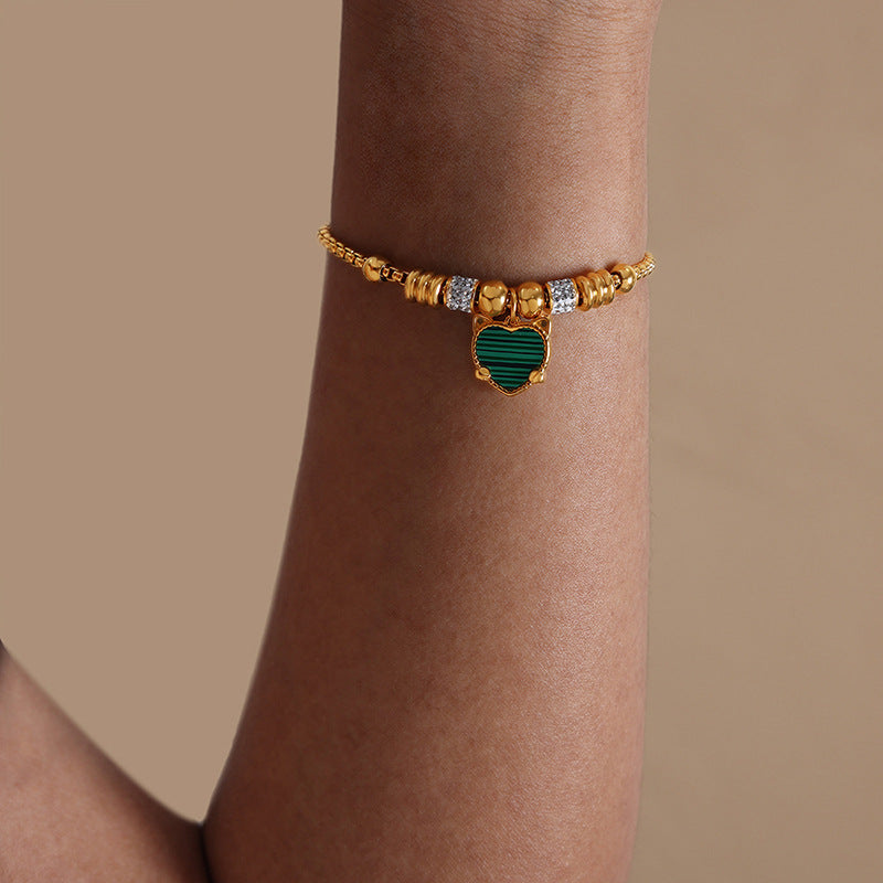 Round Heart Charm Chain Bracelets — styled view 09