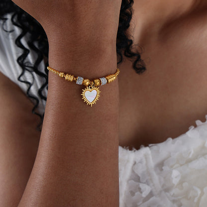 Round Heart Charm Chain Bracelets — styled view 10