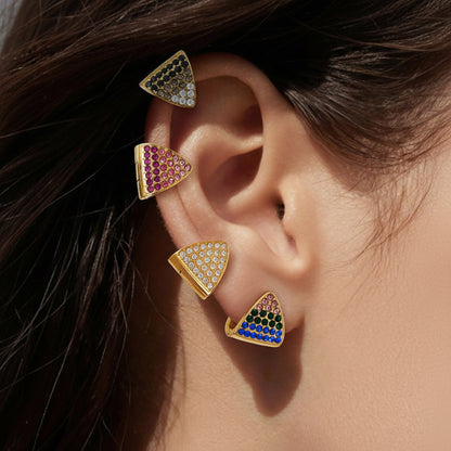 Triangle Zircon Huggie Earrings — product view 01