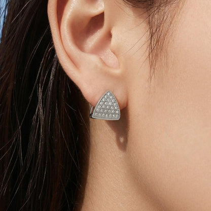Triangle Zircon Huggie Earrings — styled view 03