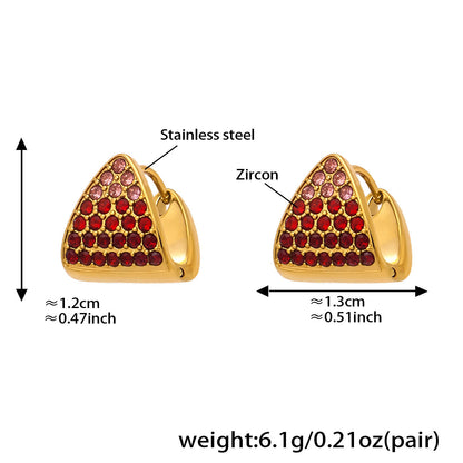 Triangle Zircon Huggie Earrings — dimensions and size reference 11