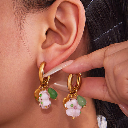Fruit Flower Charm Hoop Earrings — styled view 03