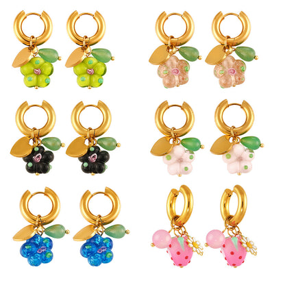 Fruit Flower Charm Hoop Earrings — design overview 05