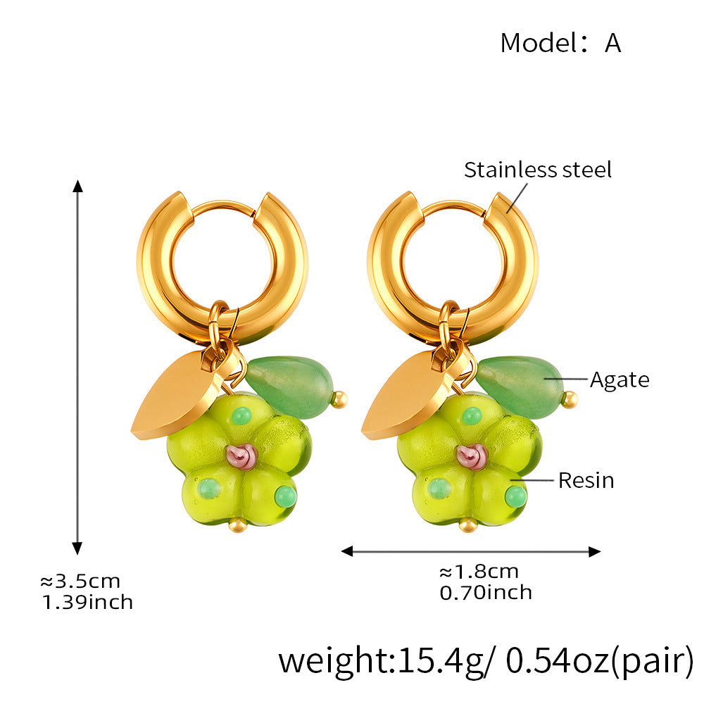 Fruit Flower Charm Hoop Earrings — dimensions and size reference 06