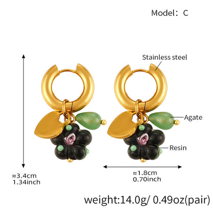 Fruit Flower Charm Hoop Earrings — dimensions and size reference 08