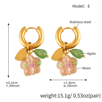 Fruit Flower Charm Hoop Earrings — dimensions and size reference 10