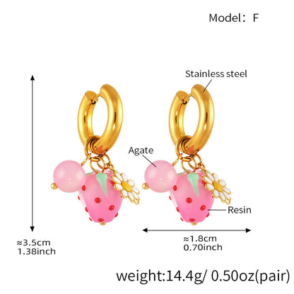 Fruit Flower Charm Hoop Earrings — dimensions and size reference 11