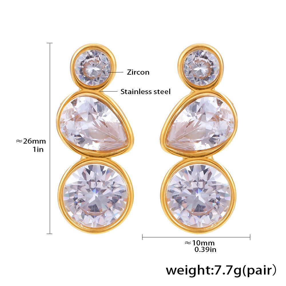 Three Stone Drop Earrings — dimensions and size reference 06