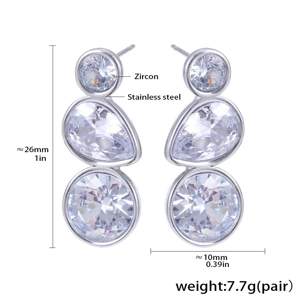 Three Stone Drop Earrings — dimensions and size reference 07