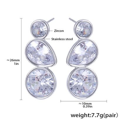 Three Stone Drop Earrings — dimensions and size reference 07
