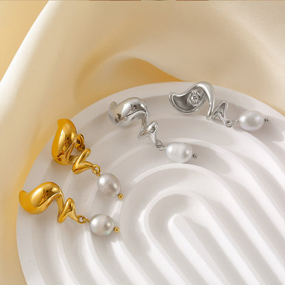 Spiral Pearl Drop Earrings — styled view 04
