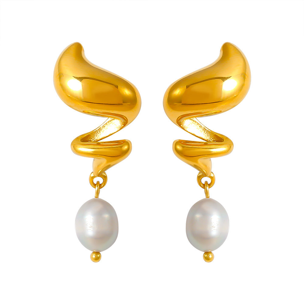 Spiral Pearl Drop Earrings — design overview 05