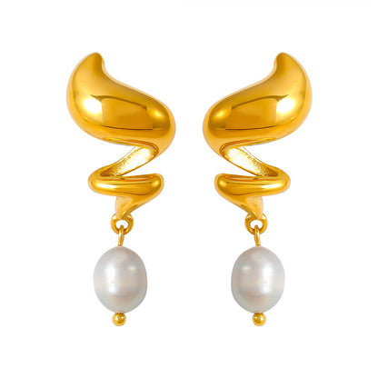 Spiral Pearl Drop Earrings — design overview 05