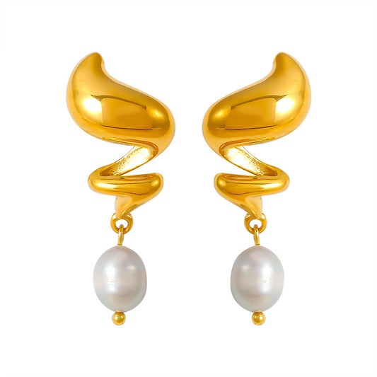 Spiral Pearl Drop Earrings — design overview 05