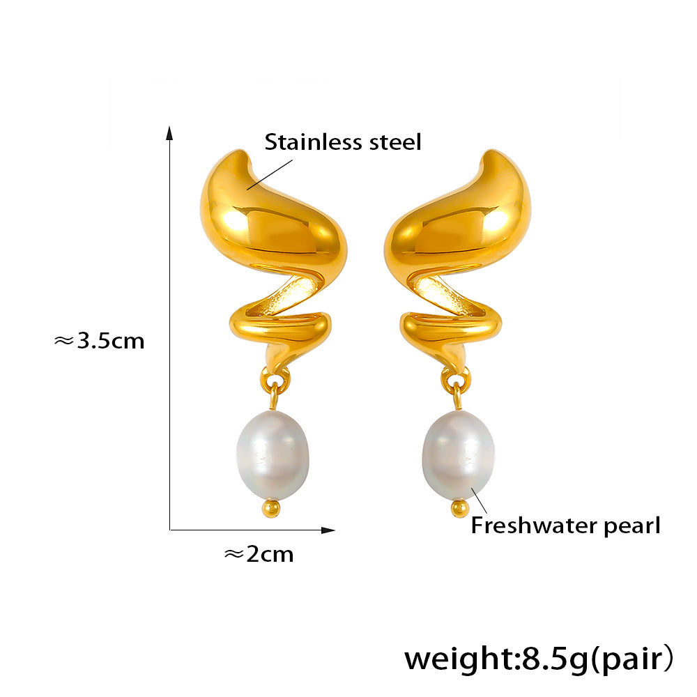 Spiral Pearl Drop Earrings — dimensions and size reference 06