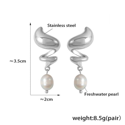 Spiral Pearl Drop Earrings — dimensions and size reference 07