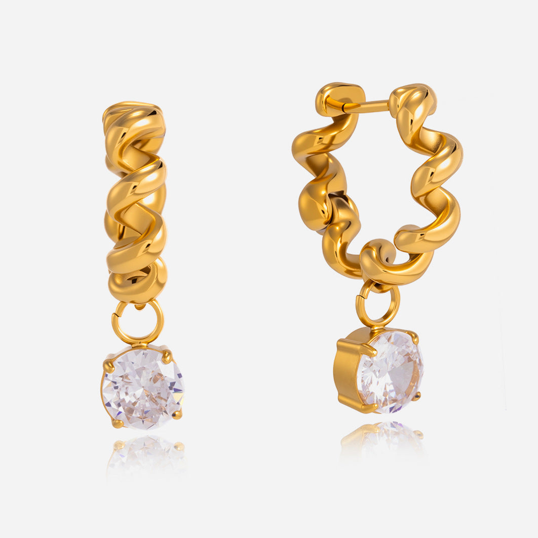 Chain Link Zircon Drop Earrings — product view 01