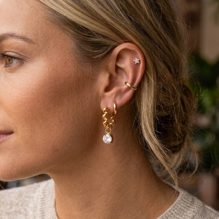 Chain Link Zircon Drop Earrings — flat lay 02