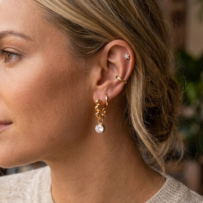 Chain Link Zircon Drop Earrings — flat lay 02