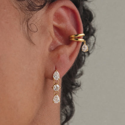 Gold-Tone Zircon Drop Ear Cuffs — styled view 03