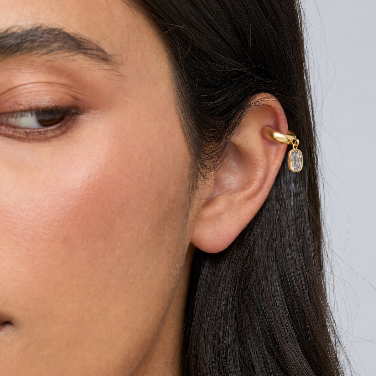 Gold-Tone Zircon Drop Ear Cuffs — styled view 04