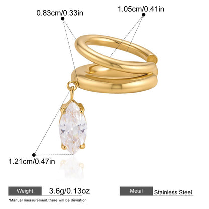 Gold-Tone Zircon Drop Ear Cuffs — dimensions and size reference 07