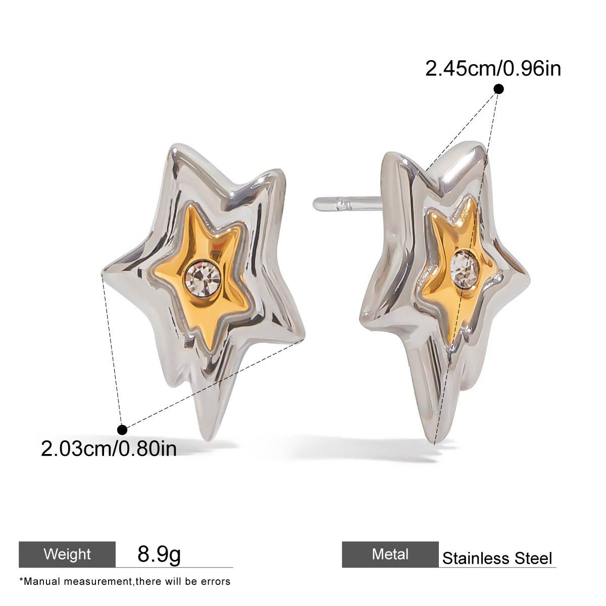 Star and Sculptural Earrings — dimensions and size reference 01